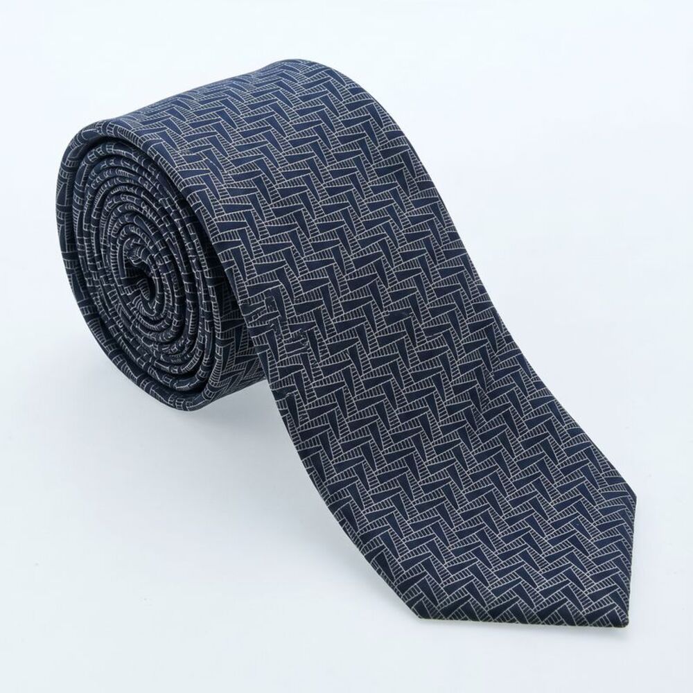 Emporio Armani Black Silk Geometric Tie